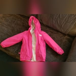 Pink fleece lined North face jacket